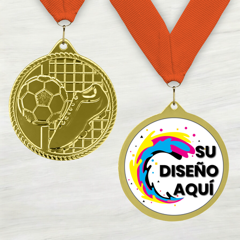 Medalla de Metal de Fútbol de 2" con cinta MDL510